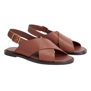 EVERLANE‎ City Leather Crossover Slingback Sandals Brown Women's 11